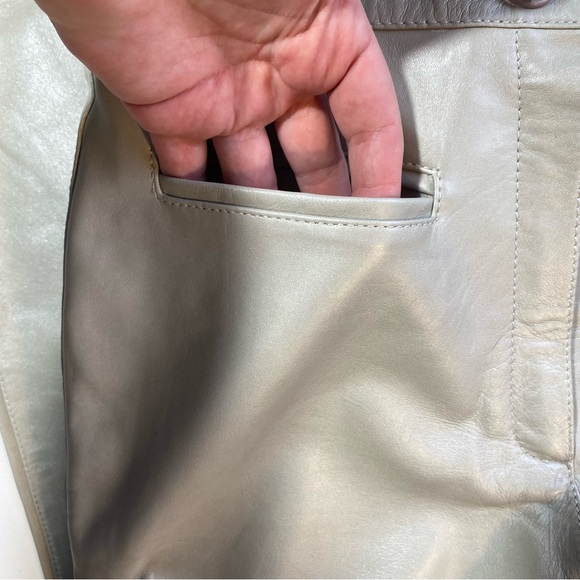 Excelled Grayish 100% Leather Vintage High Rise Motorcycle Inspired Pants NWT 8 - Picture 7 of 16